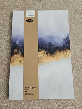 Denik Classic LayFlat Journal - White with Navy & Gold Accent